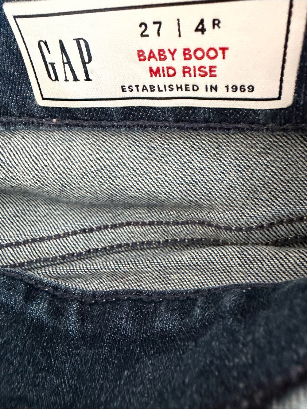 Gap Mid Rise Patch Pocket Baby Boot Jeans 27 - Picture 7 of 10